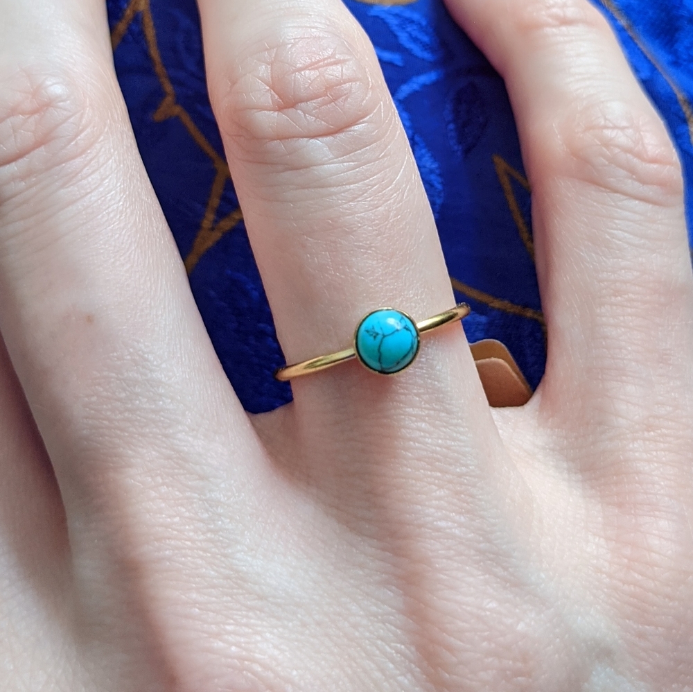 NWT Baizaar Round Turquoise Cabochon Stacking Ring, Size 6.5 - Picture 4 of 4